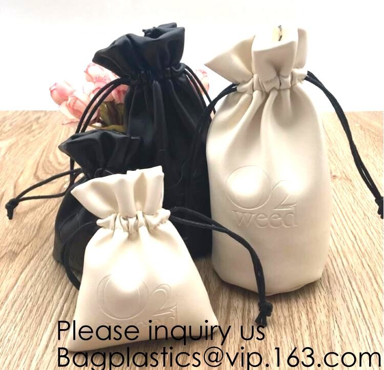 Buy cheap Custom Logo Acceptable Multi Sizes Black Drawstring PU Leather Promotional Gifts Pouches Bags Jewelry, Gift,Hair, Shoes, product