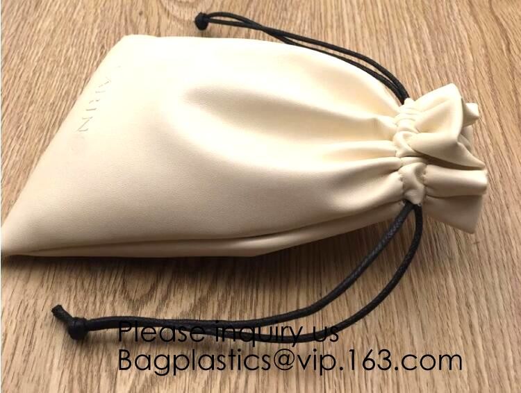 Buy cheap Soft Offwhite and Red PU Leather Bag For Packaging,Custom Pink Brown Faux Leather Drawstring Pouch Faux Leather Jewelry product