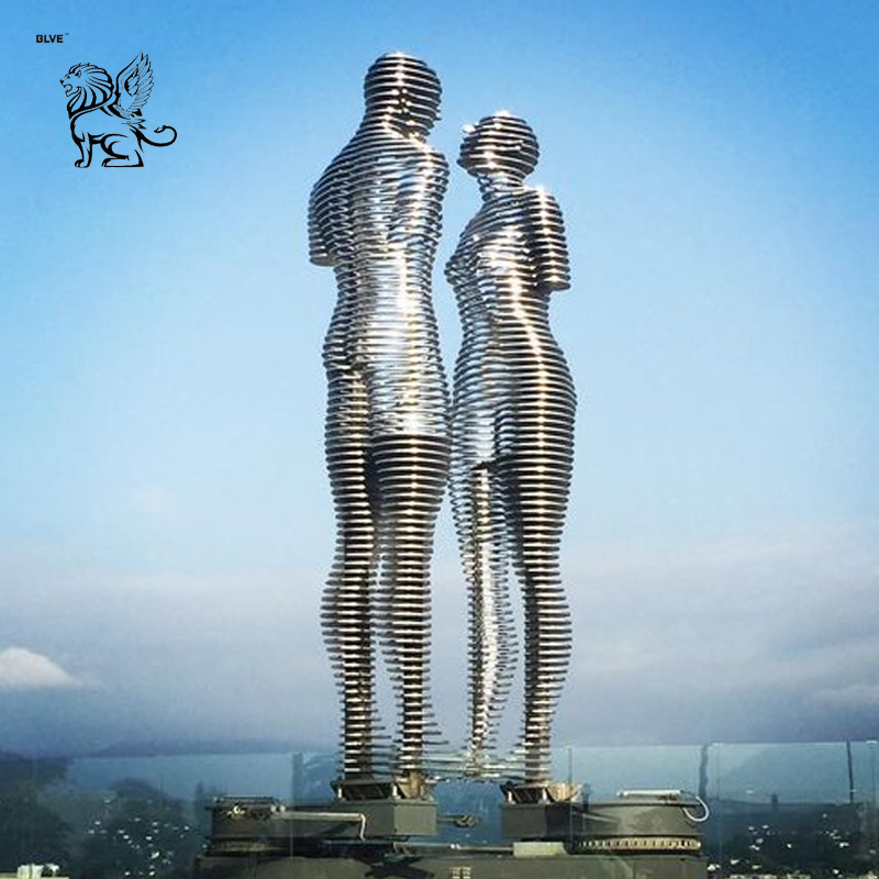Buy cheap Stainless Steel Couple Sculpture Abstract Kinetic Giant Man Woman Statue Metal Art Outdoor Large product