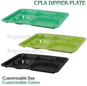 Buy cheap 5 Compartment Lunch Box Disposable Plastic Food Container, biodegradable Fast Food Tray, disposable safety meat tray product