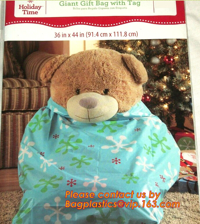 Buy cheap table bag BIODEGRADABLE Christmas tree removal bag, hot sale drawstring chirstmas santa sack gift bag product