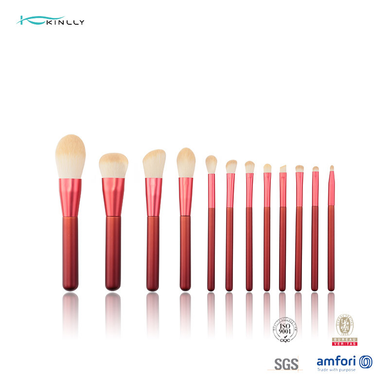 Buy cheap OEM 12PCS Aluminum Ferrule Full Makeup Brush Set With Red Handle product