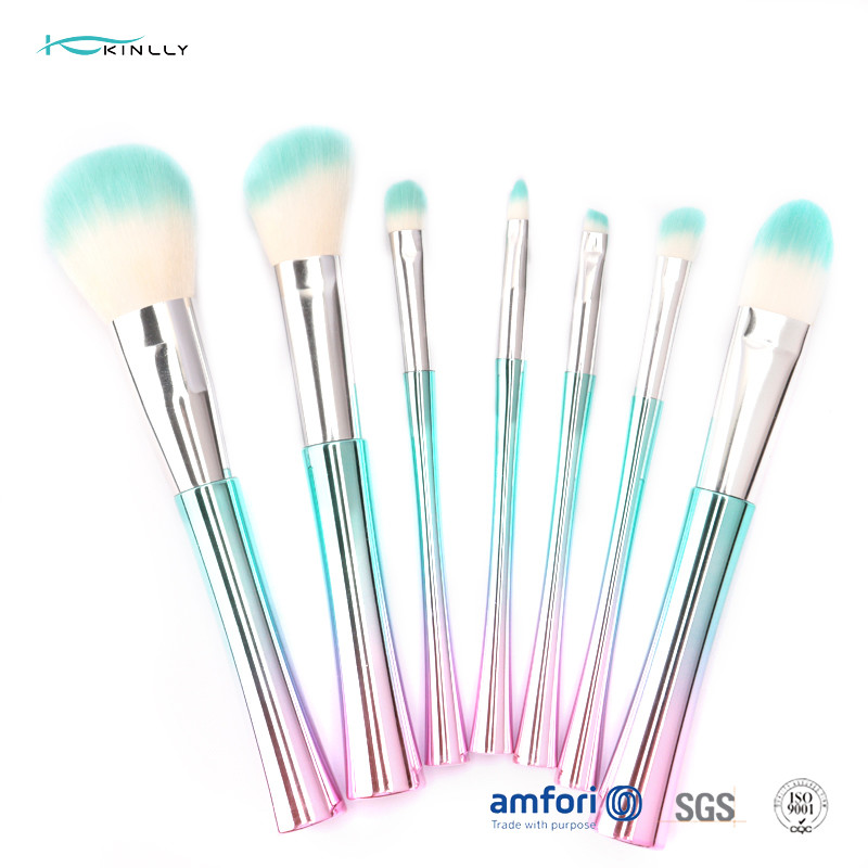 Buy cheap Electroplated Plastic Handle 7pcs Makeup Brush Gift Set product