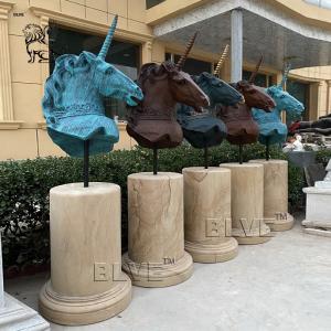Buy cheap Bronze Unicorn Head Statues Brass Large Metal Artistic Animal Bust Sculpture Decoration Garden Outdoor product