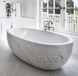 Buy cheap large Freestanding Marble Bathtub Natural Carrara Stone For Bathroom product