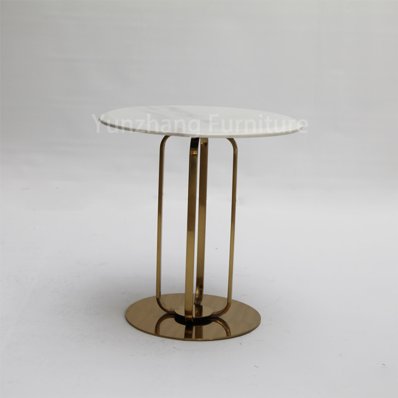 China Modern Round Gold Coffee Table Marble Top For Living / Reception Room on sale