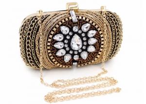 Vintage Retro Crystal Evening Clutch Bags Fashion Bead With Black Velvet