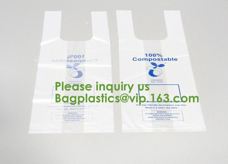 Buy cheap 100% Biodegradable Compostable Plastic T-Shirt Vest Bag For Shopping,Home,Decoration,Wedding,Supermarket,Restaurant,Bake product