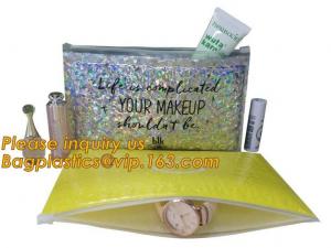 Buy cheap Poly Bubble Mailer with Zip on Top Glitter Make Up Bags,Metallic Glossier Pink Cosmetic Packing k Bubble Pouch Sli product