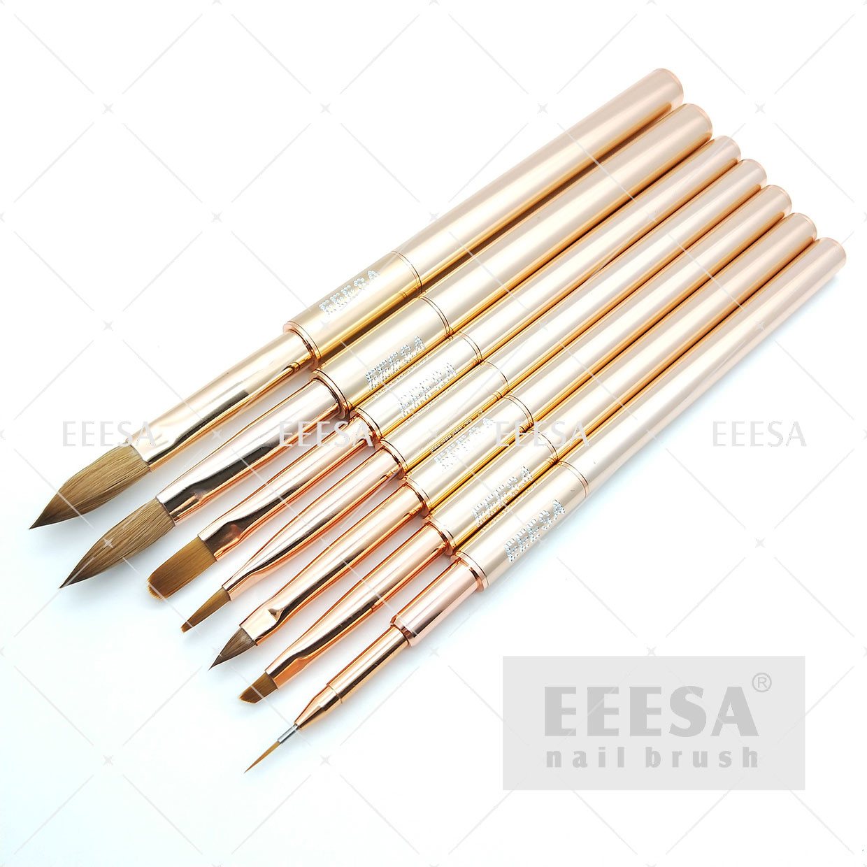 Buy cheap Rose Gold Pure Kolinsky Acrylic Brush Customized Liner Stripping  With Cap product