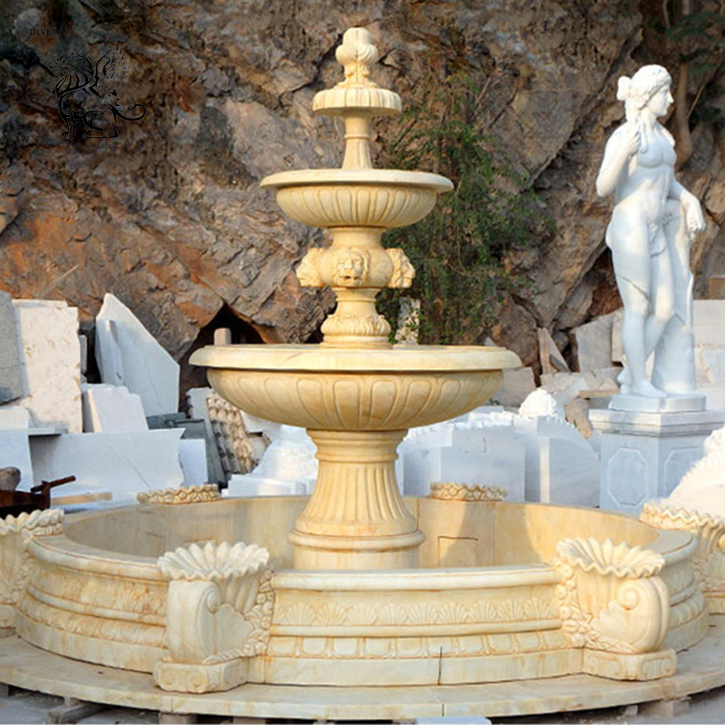 Buy cheap BLVE Marble Garden Water Fountain Beige Natural Stone Modern Outdoor Fountain Large Simple product