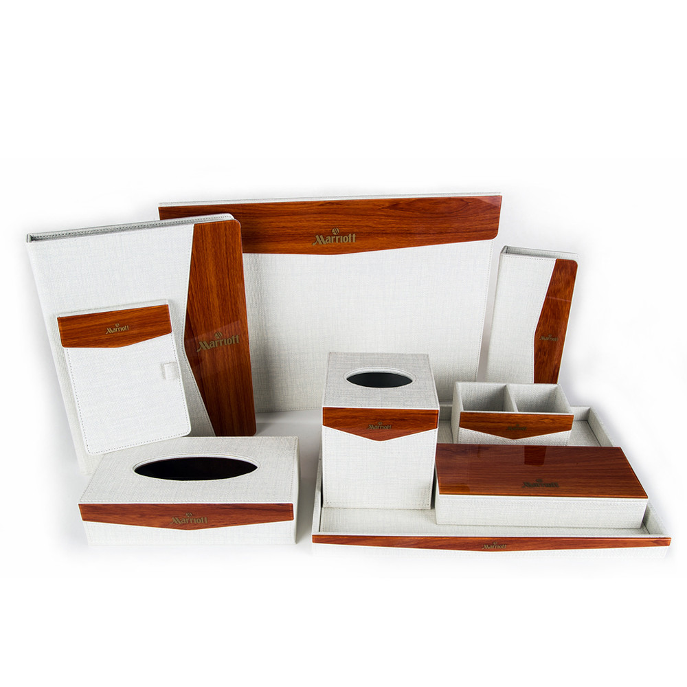 China Luxury Hotel white PU leather with wooden finished plexglas square tissue box cover holder on sale