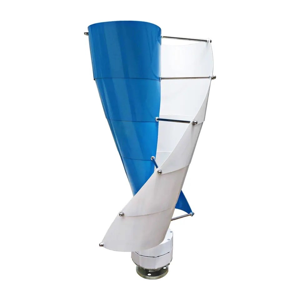 China Weatherproof IP65 Vertical Axis Wind Power Turbine Generator White Blue on sale