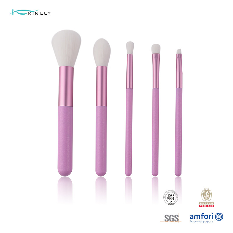 Buy cheap OEM ODM 5pce Makeup Brush Travel Set With Purple Short Plastic Handle product