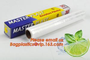 Buy cheap Eco friendly non toxical soft pe pvc food cling wrap on sale, clear food film food grade PE plastic wrap product