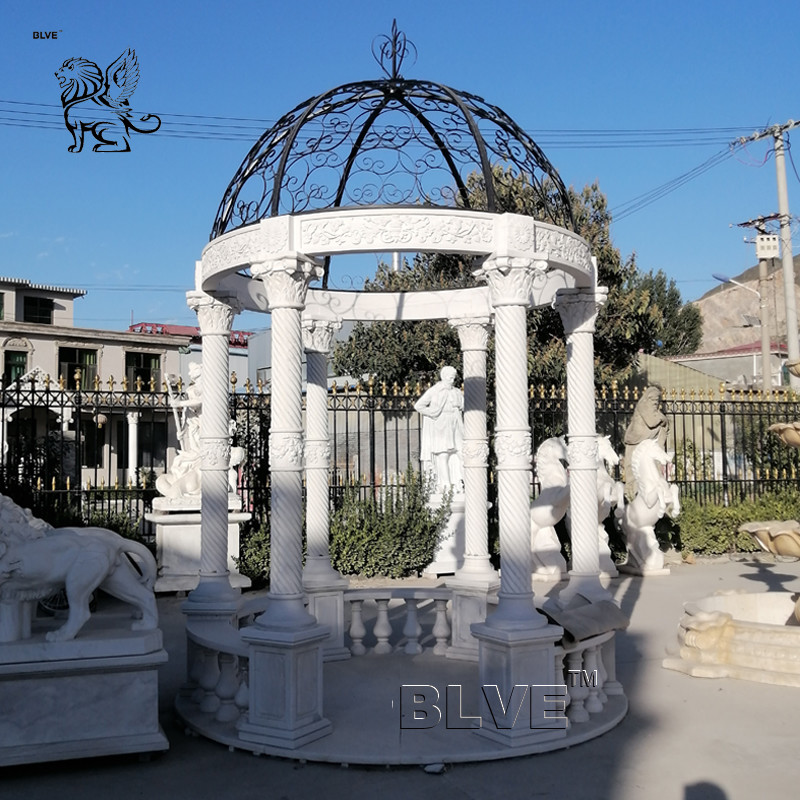 Buy cheap White Marble Garden Wedding Gazebos Stone Roman Column Modern Pavilion Classic Spot Goods Factory product