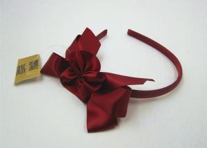China Thin Dark Red Bow Hair Bands Fabric Girls Hair Bands Any Occasion on sale
