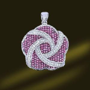 China Micro Setting CZ Rose Flower Necklace Pendant (PSA3367) on sale