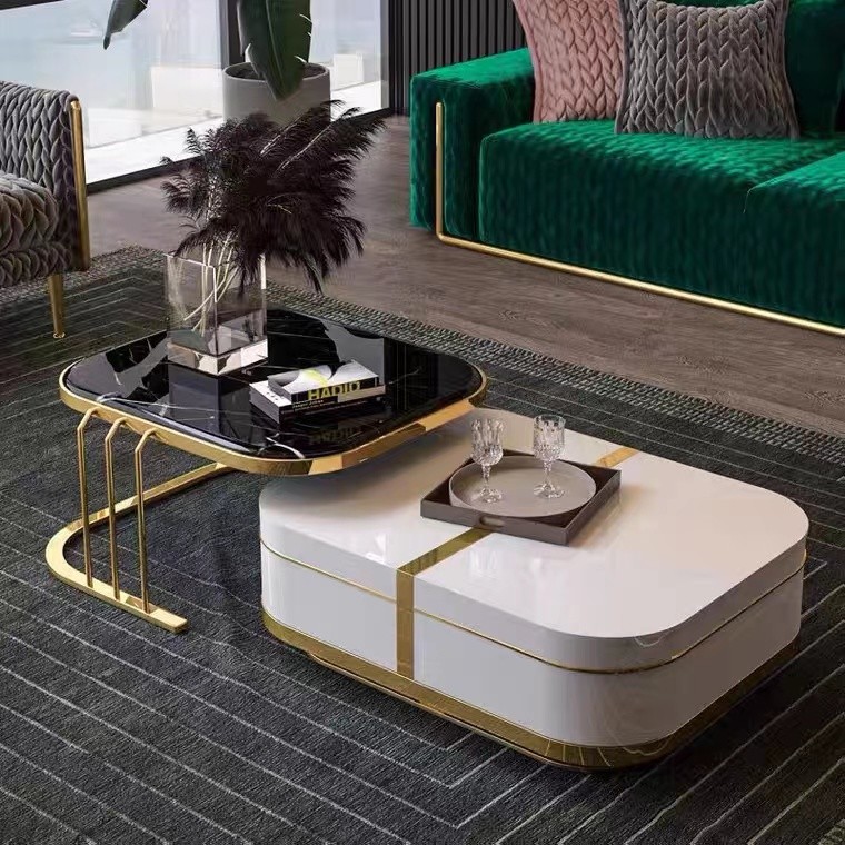 China Hotel Custom Modern Marble Luxury Coffee Table With Hidden Storage on sale