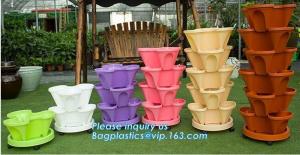 Buy cheap PP Plastic materials hydroponic vertical tower stackable plastic garden pots,vertical tower farming use stacking planter product