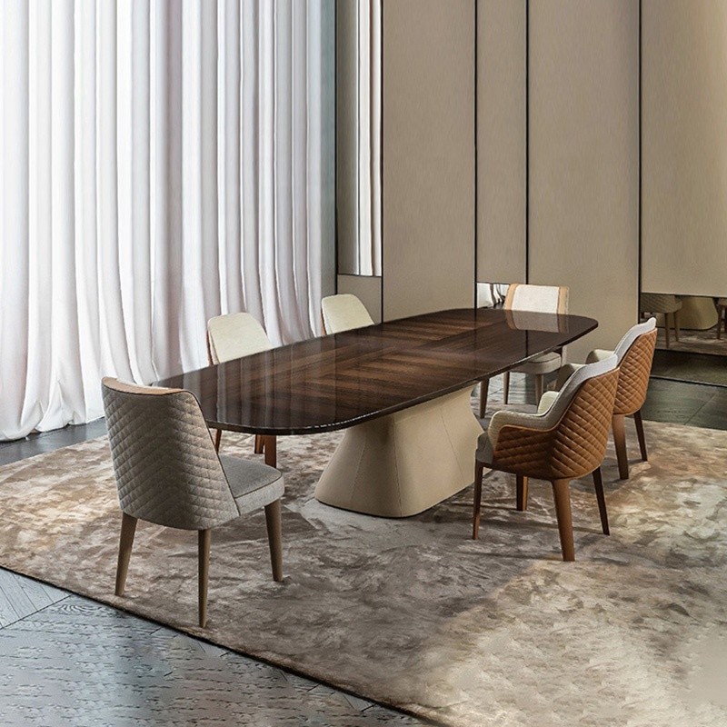 China Burl Leatherette Modern Dining Table Luxury Dining Room Table 200cm on sale