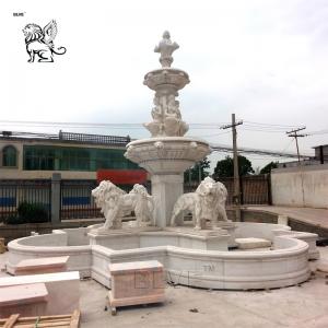 Buy cheap Marble Lion Water Fountain Statue Large Garden Fountain Outdoor Decoration product