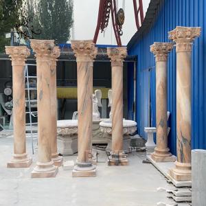 Buy cheap Sunset Red Marble Columns Natural Stone Pillar Design House Decorative Outdoor Modern product