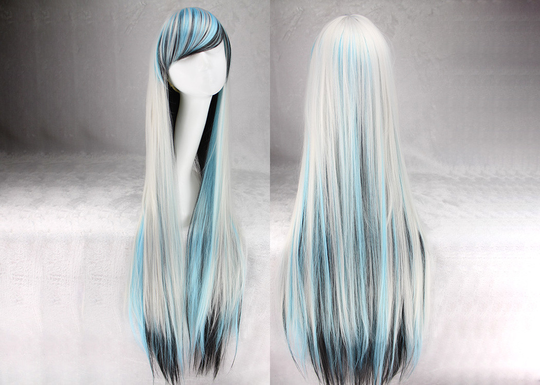 China 100cm Long Multi Colored Hair Wigs , Silky Straight Wave Colored Synthetic Wigs on sale