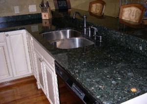 Custom Kitchen Granite Slab Countertops Butterfly Green Color Polish Finished