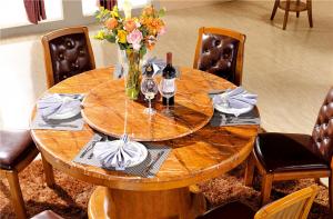 China modern round solid wood marble top dining table set on sale