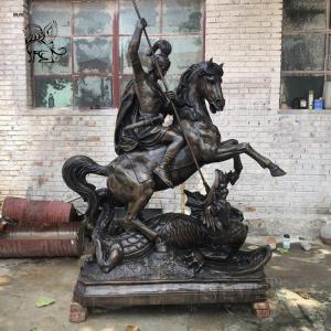 Buy cheap St. George Slaying The Dragon Statue Bronze Metal Craft Life Size Religious Custom product