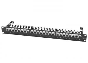 Buy cheap Cold Rolled Steel Cat6 Shielded Patch Panel , Screened 568A B 24 Way Patch Panel product