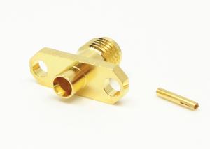 Female Type SMA RF Connector 2 Holes Flange Mounting Gold Plated 50 Ohm