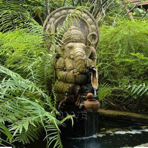 Buy cheap BLVE Marble Lord Ganesha Statue Water Fountain Natural Stone Carving Hindu God Ganesh Sculpture Garden Decoration product