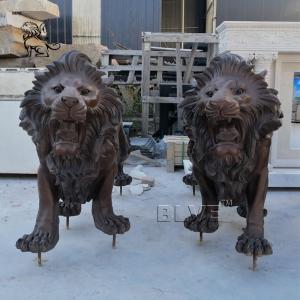 Buy cheap Bronze Lion Sculpture Life Size Garden Brass Entrance Lions Statues Animal Metal Decoration Outdoor product