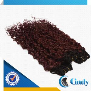 China free tangles jerry curl ombre dark red remy hair extensions weft on sale