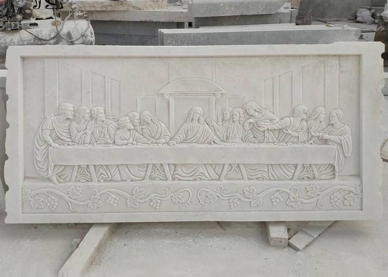 Buy cheap Marble Last Dinner Relief 3D Stone Last Supper Wall Sculpture Religious Decorative product