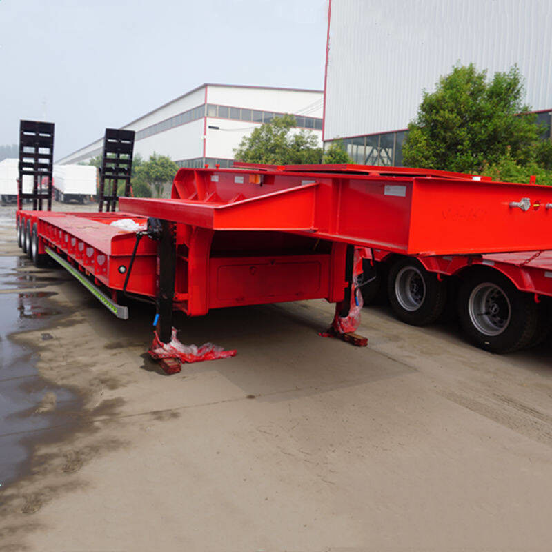 China Mechanical Equipment Concave 4 Axle 80T Low Bed Semi Trailer on sale
