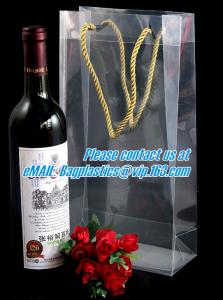 Buy cheap Handle Wine Bottle Paper Bags With Two Side Logo,transparent wine gift pp bag, plastic bag with handles bagplastics pac product