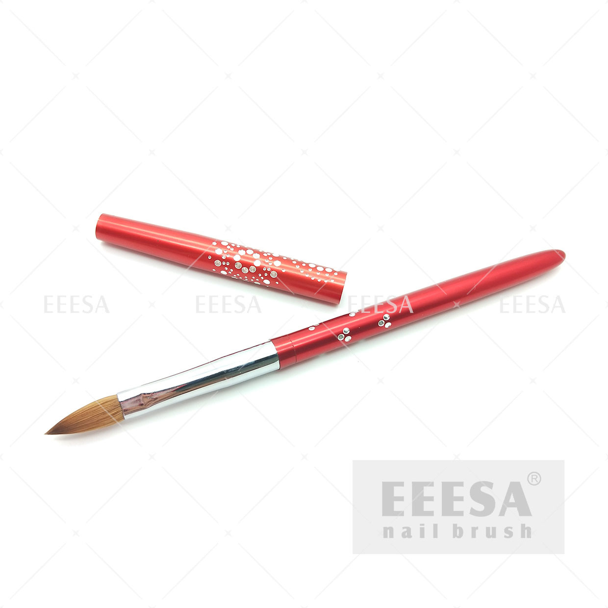 Buy cheap Red Metal Handle Acrylic Nail Brush 8 With Sparkling Dotting Flower product