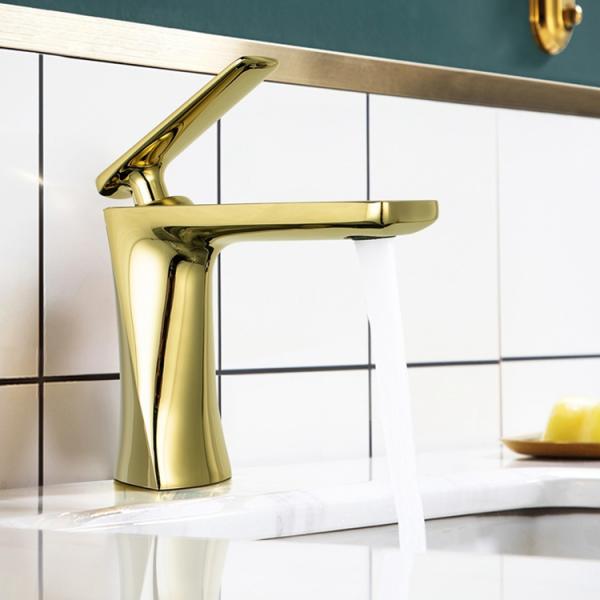Sanitary Ware Mixer Faucets Golden Color Single Handle Water Basin Sink Taps for Bathroom