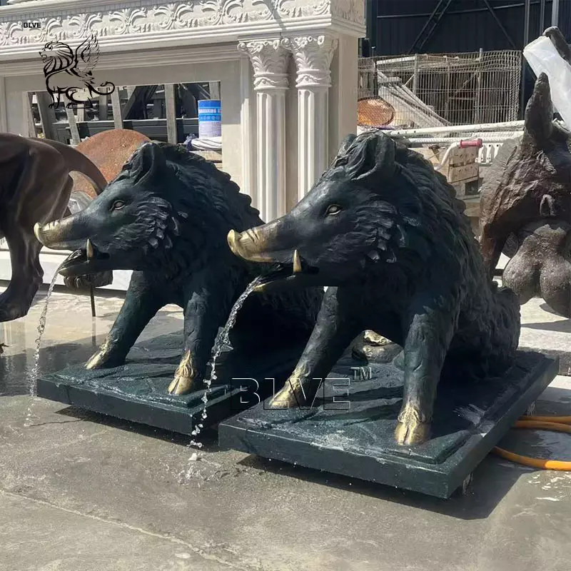 Buy cheap Bronze Life Size Boar Statues Fountains Metal Wild Pig Spitting Water Fountain Sculpture Decoration Garden product