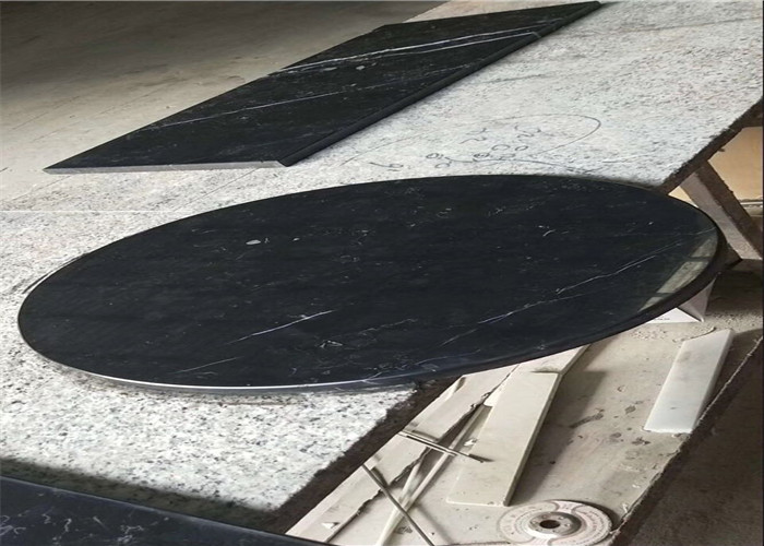 China Premade Nero Marquina Marble Coffee Table Top Round Shape Outstanding Workmanship on sale