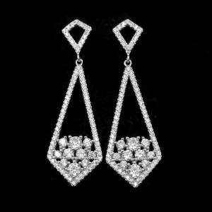 Buy cheap Women Tassel Design Silver Cubic Zirconia Earrings With Real White Gold Plated product