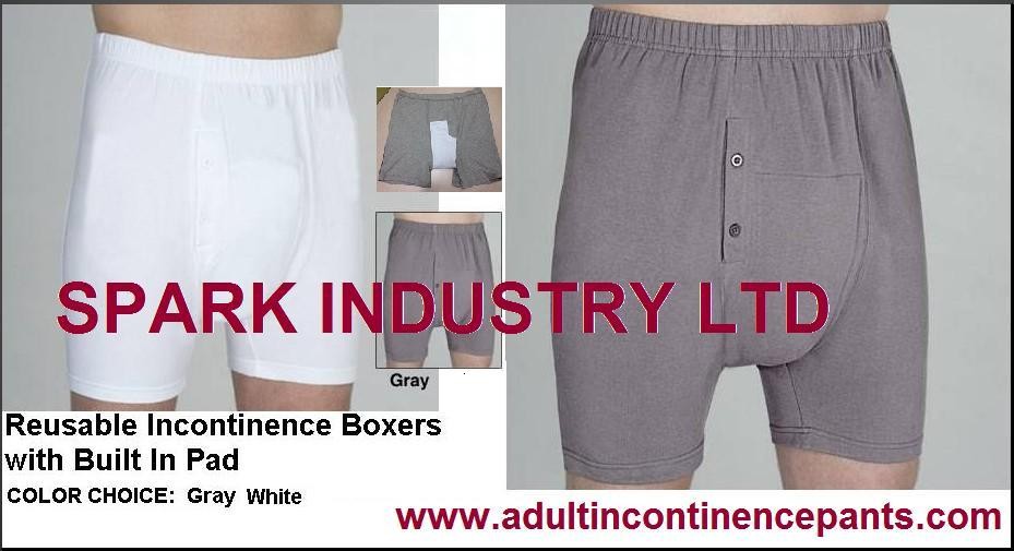 China Washable & Reusable Incontinence Boxers , Men White And Grey Breathable Pants on sale