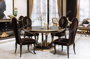 China Classic Style Dining Room Table Round Pedestal Dining Table Marble wood TN-005 on sale