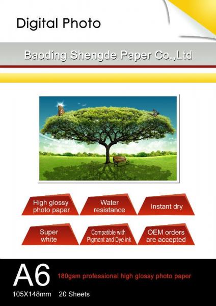 High Quality! A6 180G professional high gloosy photo paper