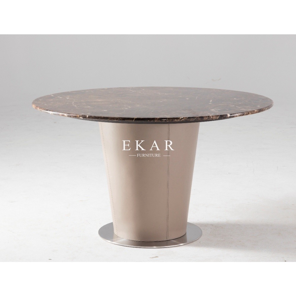 China Round Italian Metal Base Marble Dining Table on sale