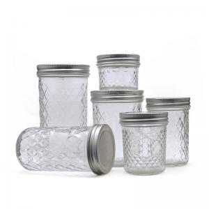 China Jelly Food Glass Pickle Jar , 4oz / 8oz Clear Caviar Clear Glass Jars on sale