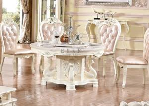 China dining room furniture wood round marble top dining table on sale